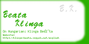 beata klinga business card